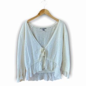 APT. 9 RUFFLE & HIGH LOW HEM TIED CROP SWEATER